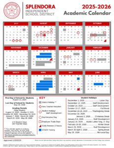 SPLENDORA ISD SCHOOL CALENDAR 25-26 sisd