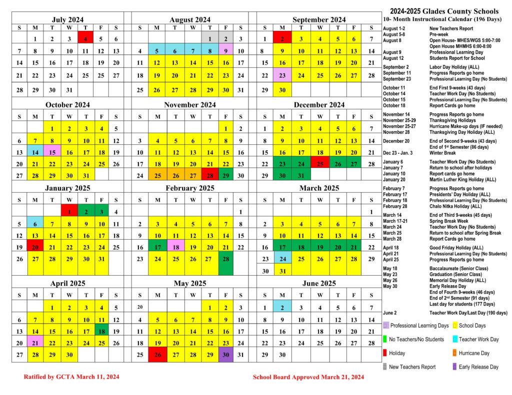 glades county school calendar 24-25