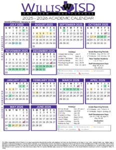 Willis isd school calendar 25-26