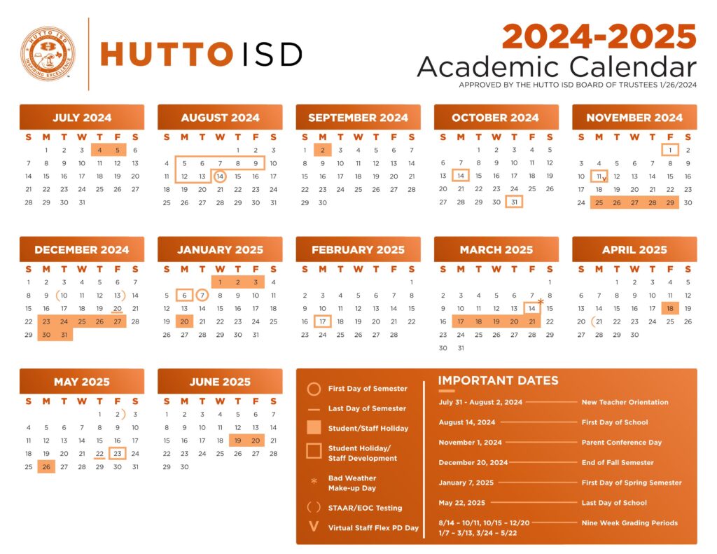 HUTTO ISD SCHOOL CALENDAR 24-25