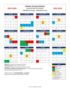 onslow county elementary school calendar 24-25