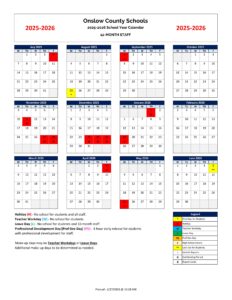 onslow county 12 month school calendar 24-25