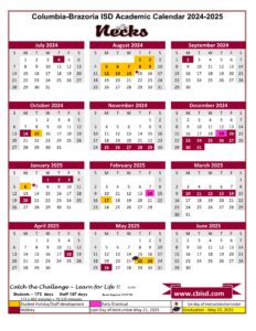 cbisd COLUMBIA-BRAZORIA ISD school calendar 24-25