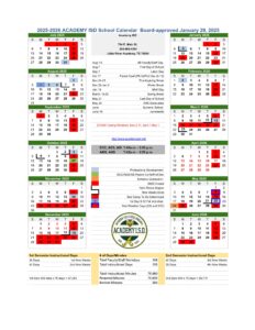 ACADEMY ISD SCHOOL CALENDAR 25-26