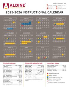 aldine isd schools calendar 25-26