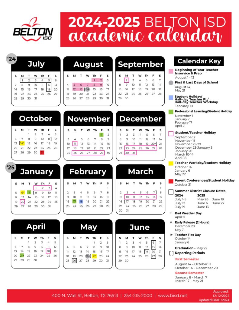 BELTON ISD SCHOOL CALENDAR 24-25