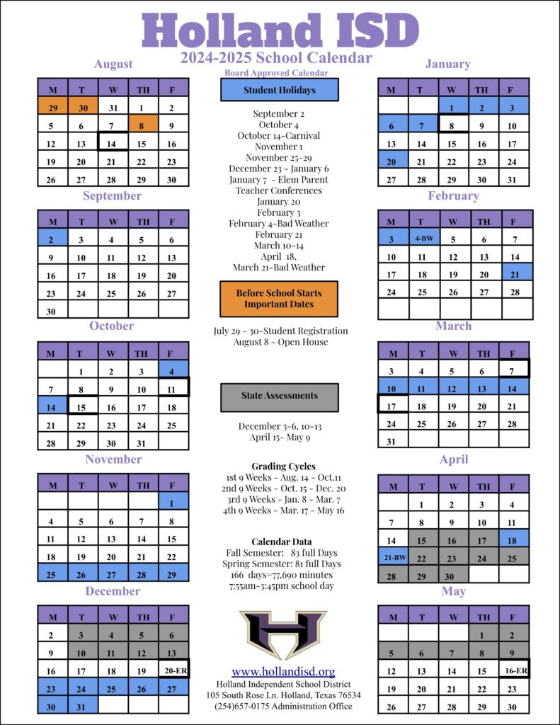 Holland isd school calendar 24-25