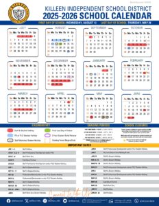 KILLEEN ISD SCHOOL CALENDAR 25-26