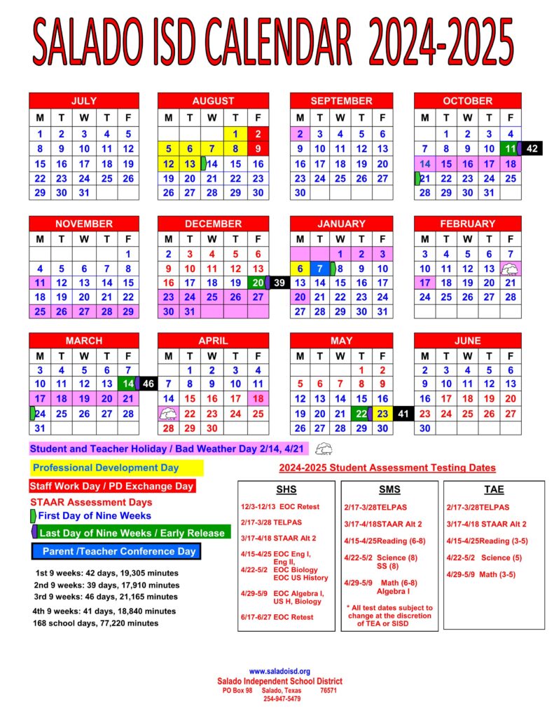 SALADO SISD SCHOOL CALENDAR 24-25