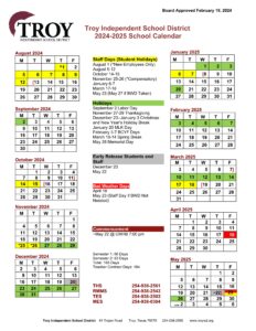 TROY ISD SCHOOL CALENDAR 24-25