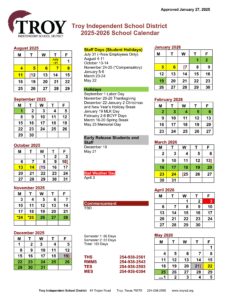 TROY ISD SCHOOL CALENDAR 25-26