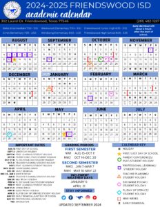 Friendswood ISD SCHOOL CALENDAR 24-25