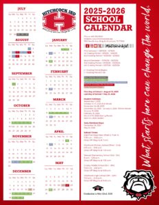 HITCHCOCK ISD school calendar