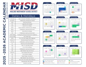 Midland ISD School Calendar 25-26[PDF]