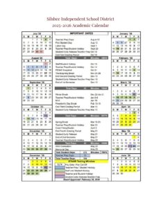 Silsbee ISD School Calendar 25-26