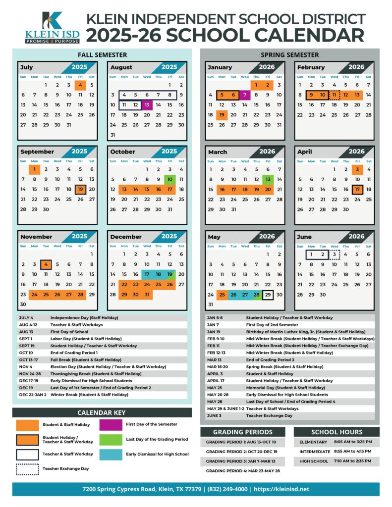 klein isd schools calendar 25-26
