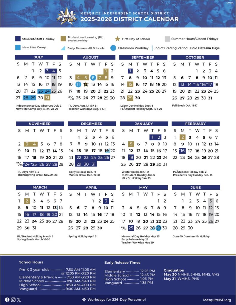 misd Mesquite Independent School District CALENDAR