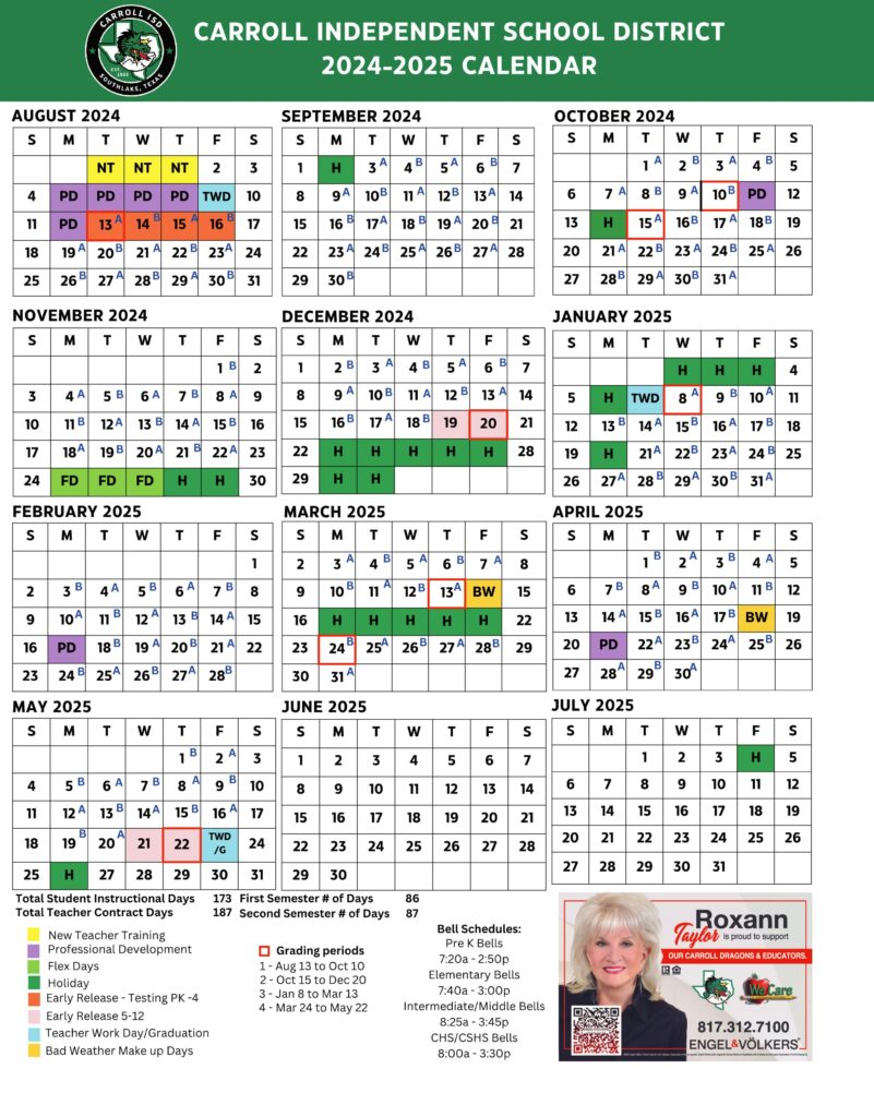 CARROLL ISD school Calendar 24-25