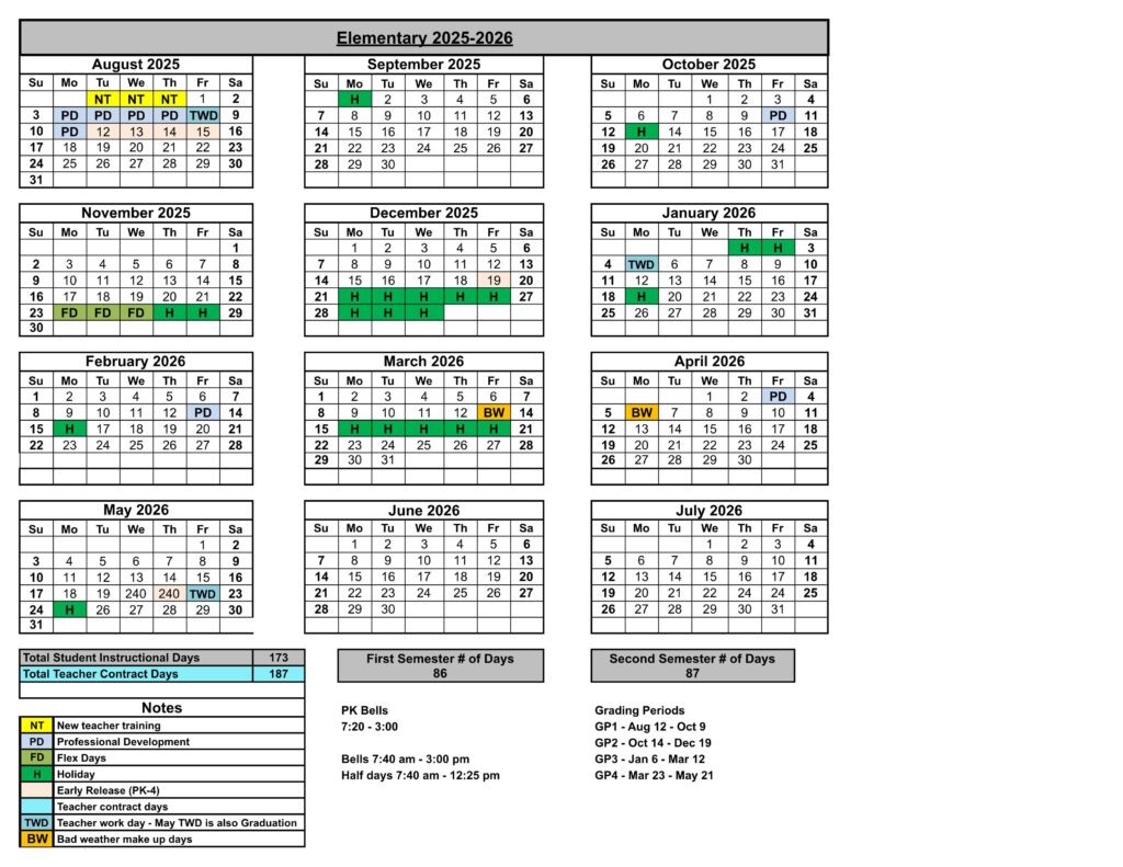 CARROLL ISD school Calendar 25-26