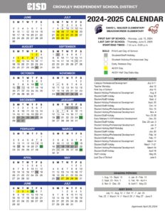 CROWLEY ISD SCHOOL CALENDAR 24-25 14 month