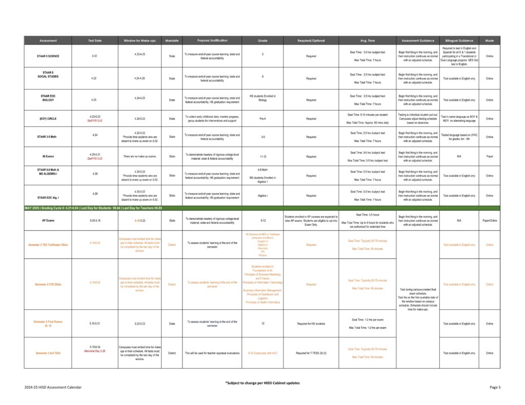 houston isd schools calendar 24-25