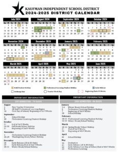 KAUFMAN ISD School CALENDAR 25-26