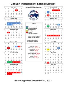 CANYON ISD SCHOOL CALENDAR 25-26