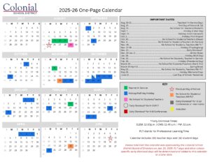 Colonial School District Calendar 25-26