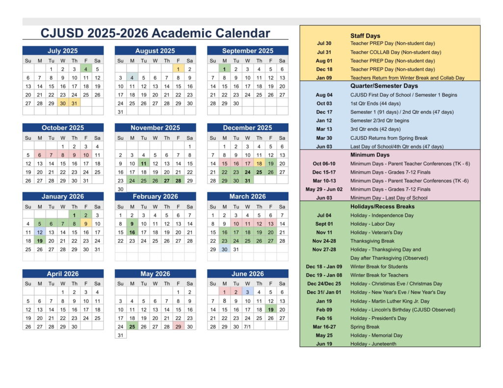 Colton Joint USD School Calendar calendar 25-26 pdf