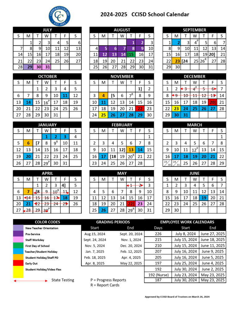 Copperas Cove ISD School Calendar