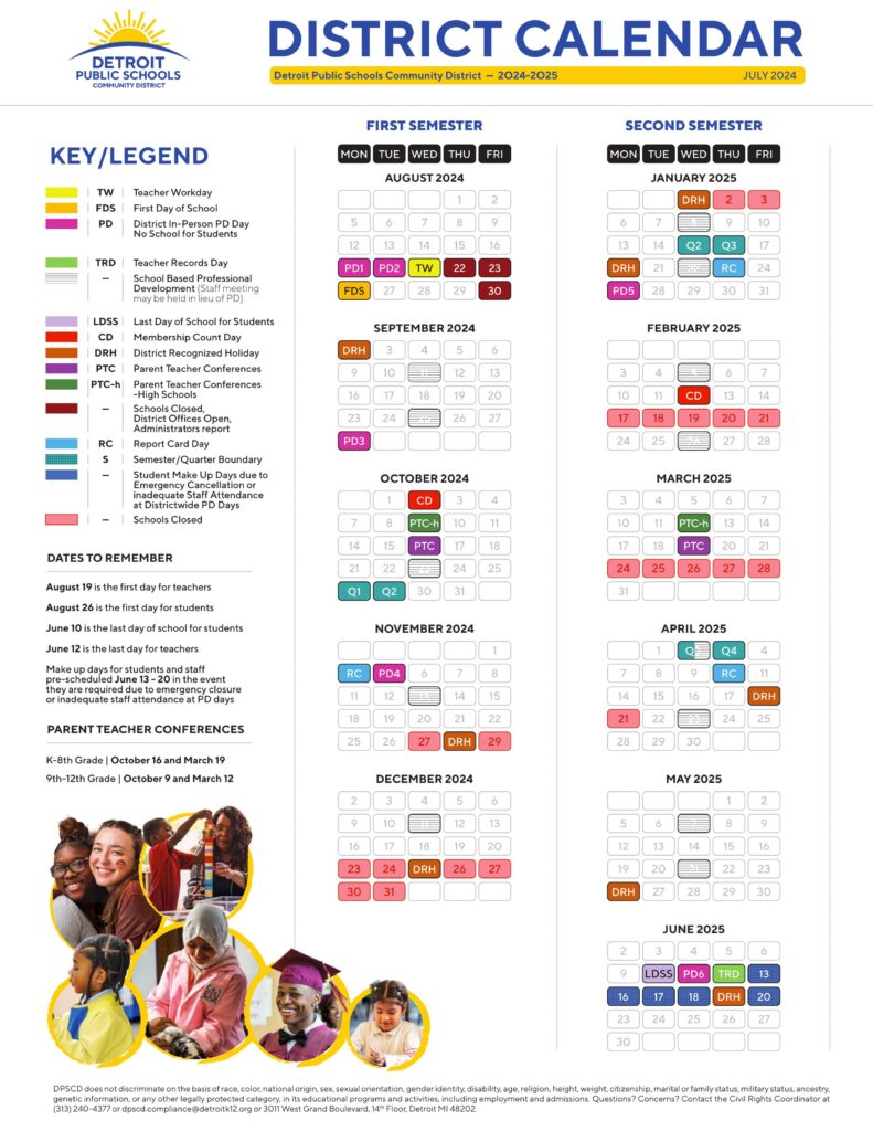 Detroit Public Schools Community District Calendar 24-25