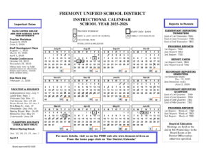 FREMONT UNIFIED SCHOOL DISTRICT calendar 25-26