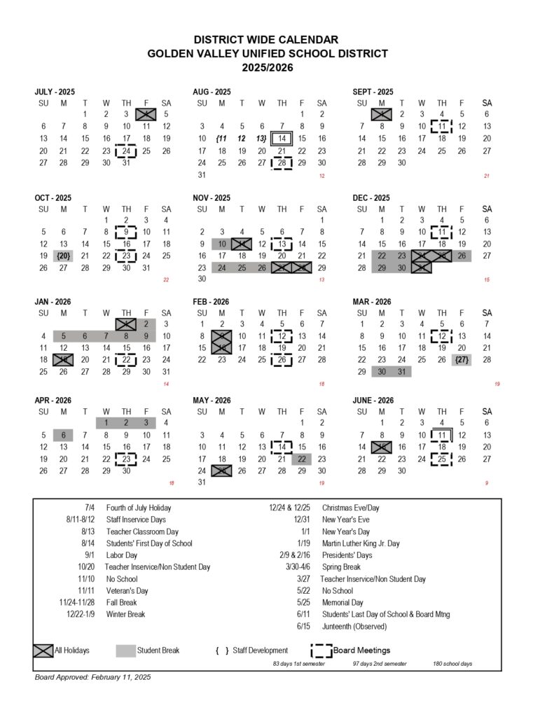 Golden Valley Unified School 25-26