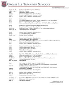 Grosse ILE Township Schools Calendar 24-25