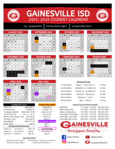 Gainesville ISD School Calendar 25-26