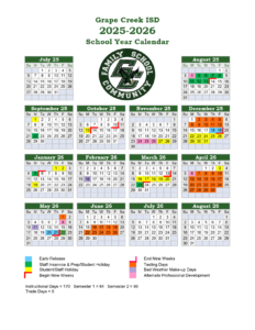 Grape Creek ISD School Calendar gcisd