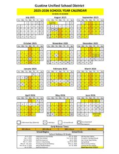 Gustine Unified School District calendar 25-26