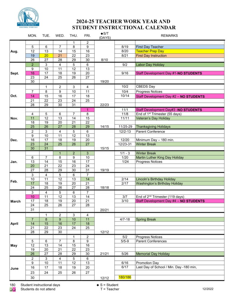 HUENEME ELEMENTARY SCHOOL DISTRICT calendar 25-26