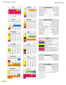 Leggett Valley School 24-25 CALENDAR