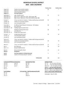 Montour School District 25-26 calendar