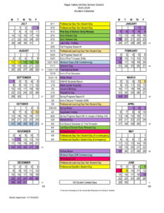 Napa Valley Unified School District calendar 25-26