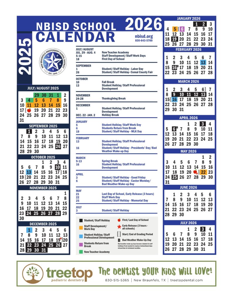 New Braunfels ISD School Calendar 25-26 [PDF]