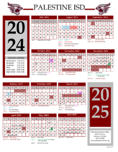 Palestine ISD School Calendar 25-26