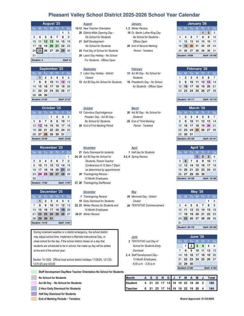 Pleasant Valley School District 25-26