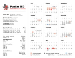 PONDER ISD SCHOOL CALENDAR 24-25