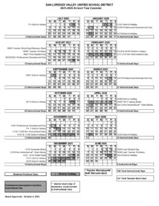 San Lorenzo Valley school calendar usd 25-26