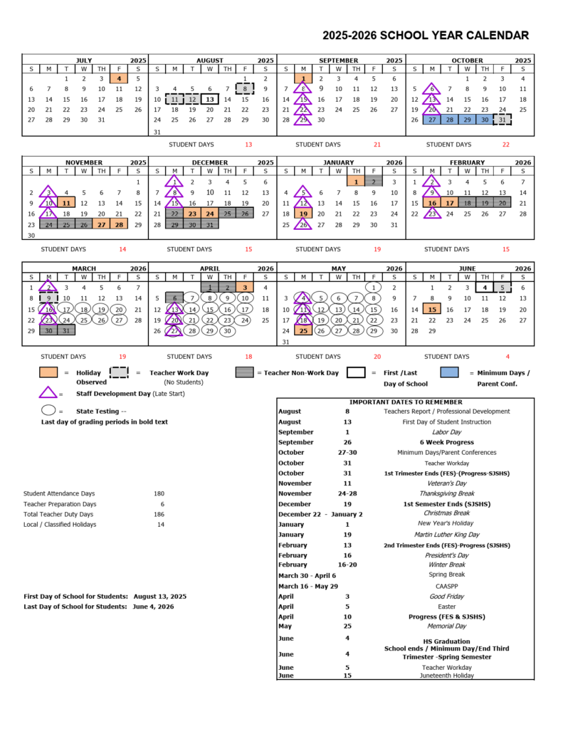 Sierra Unified School Calendar
