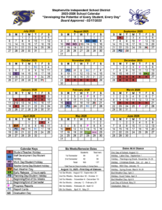 Stephenville ISD School Calendar 25-26