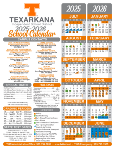 Texarkana ISD School Calendar 25-26
