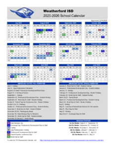 WEATHERFORD ISD school calendar 25-26